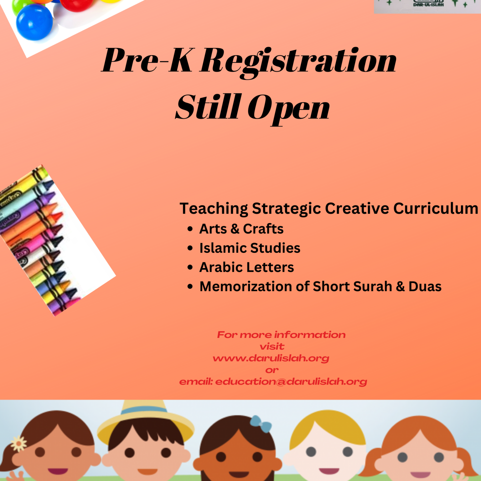 Pre-K Registration Still Open - Darul Islah 